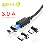 Магнитный зарядный кабель WSKEN X2 для iPhone, кабель USB Type-C, зарядное устройство 3 А, кабель Micro USB Type-C, кабель USB C, провод, адаптер