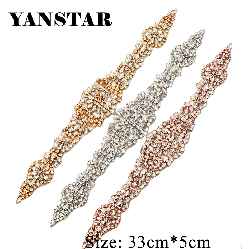 YANSTAR 1 шт. Горячая пришивка кристалл аппликации со стразами розовое золото серебро аппликации со стразами для свадебной вечеринки платья Пояс