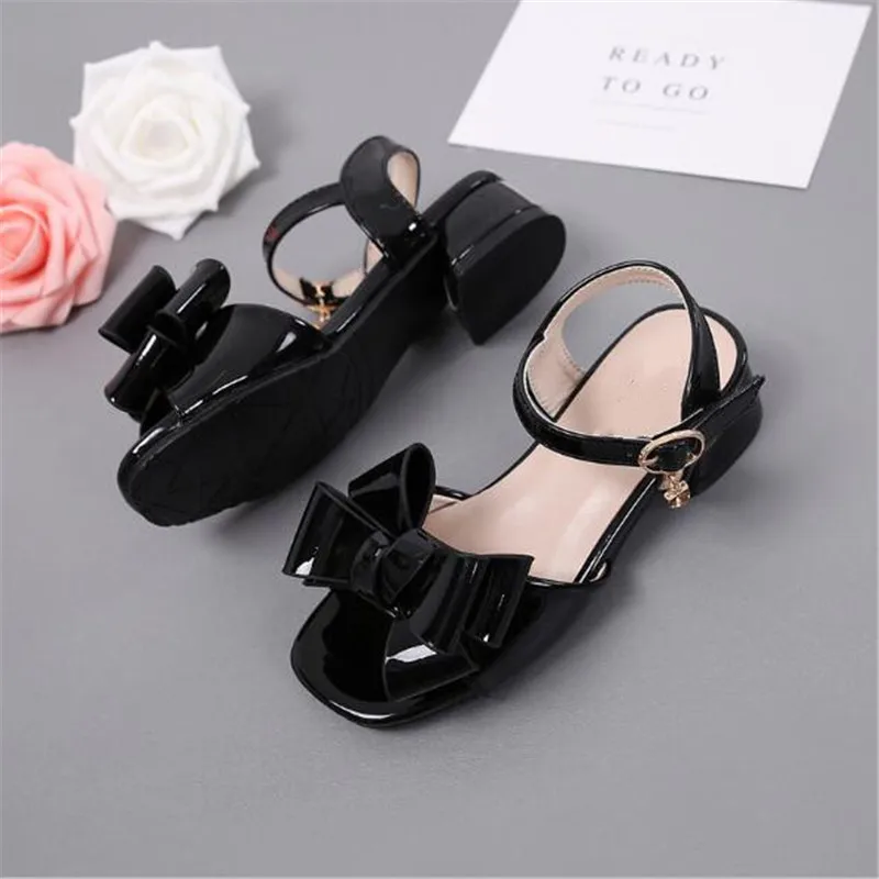 

New Fashion Girls Sandals Summer Children Buckle Strap Patent Leather Princess Party Dance High-heeled Student Kids Shoes 04