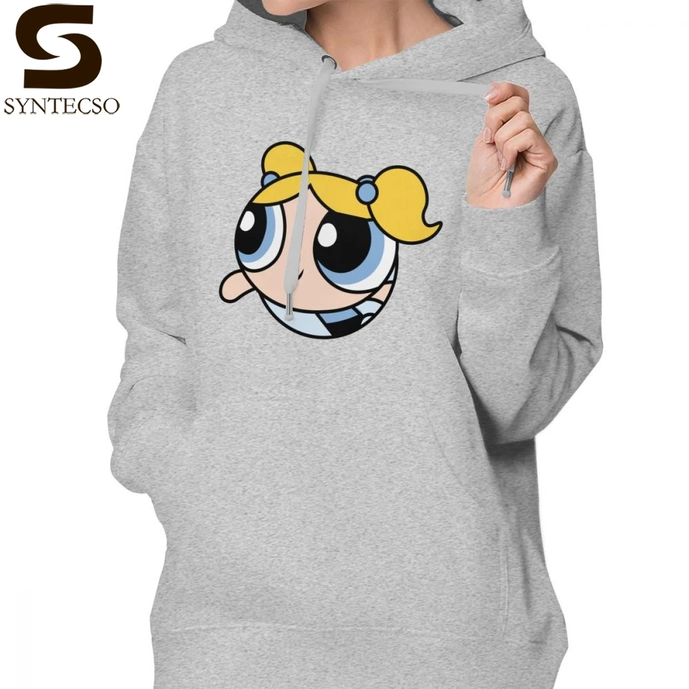 Powerpuff/худи для девочек; толстовки с пузырьками; хлопковые толстовки с принтом; женская белая уличная одежда с длинными рукавами; пуловер с капюшоном больших размеров