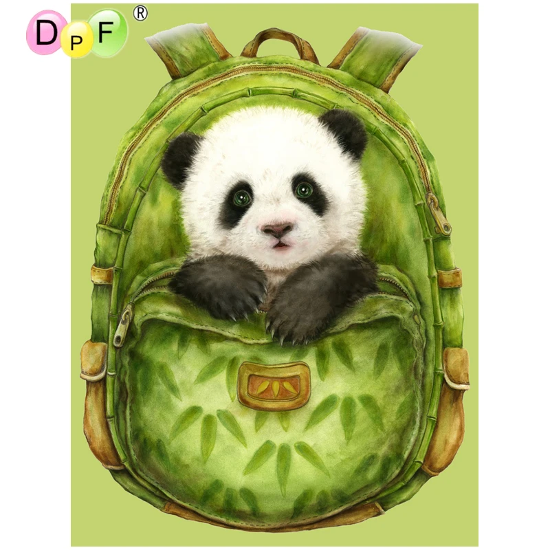 DPF 5D full Round Diamond Painting green bag panda DIY Magic Cube Cross Stitch crafts Embroidery gift Mosaic Home Decor | Дом и сад