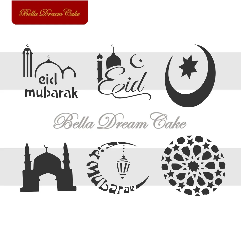 6 шт./компл. трафарет Eid Mubarak для печенья вечерние формы торта трафареты кофе