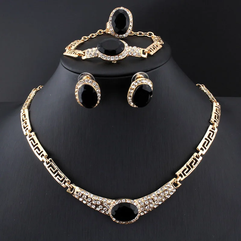 Женский ювелирный комплект из колье и серёг золотистого цвета|jewelry sets for women|bridal
