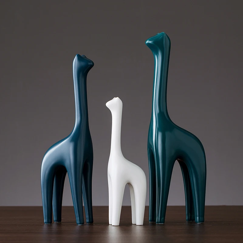 Nordic Style Ceramic Animal Ornament Home Decoration Accessories Livingroom Creative Table Deer Figurines Art Wedding Gifts | Дом и сад