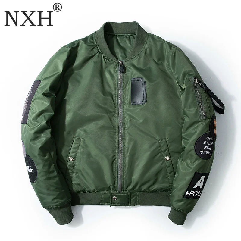High Street Bomber куртки для мужчин MA1 вышивка молния куртка уличная хип хоп одежда пилот