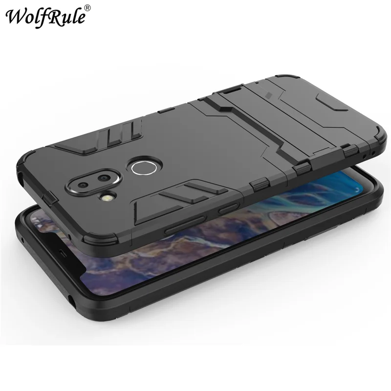 Чехол wolfrole для Nokia 7 1 Plus мягкий резиновый + пластиковый чехол с подставкой 8