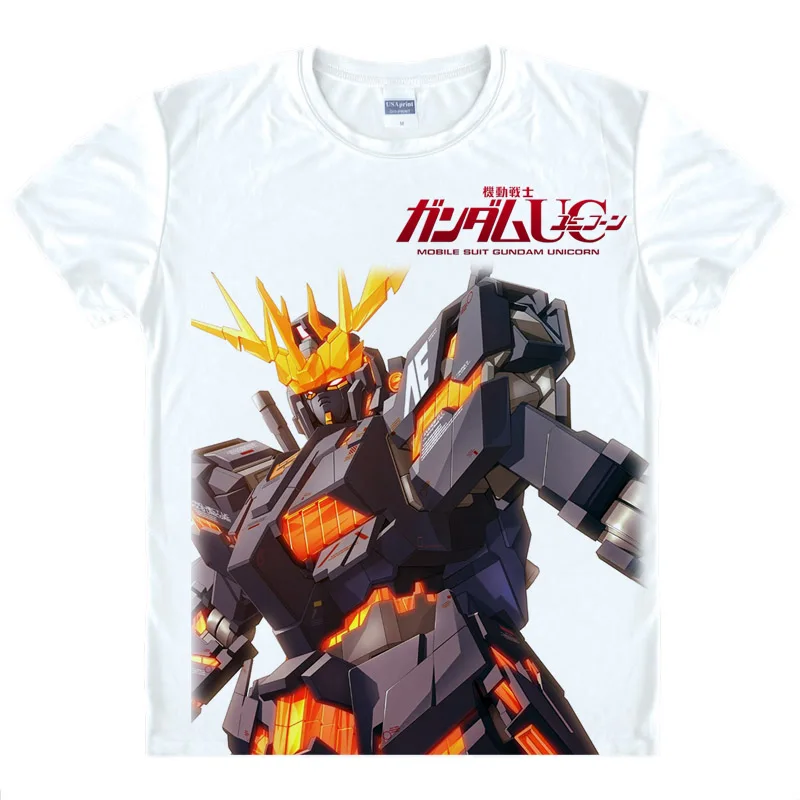 Coolprint аниме рубашка мобильный костюм Gundam Единорог футболки с коротким рукавом