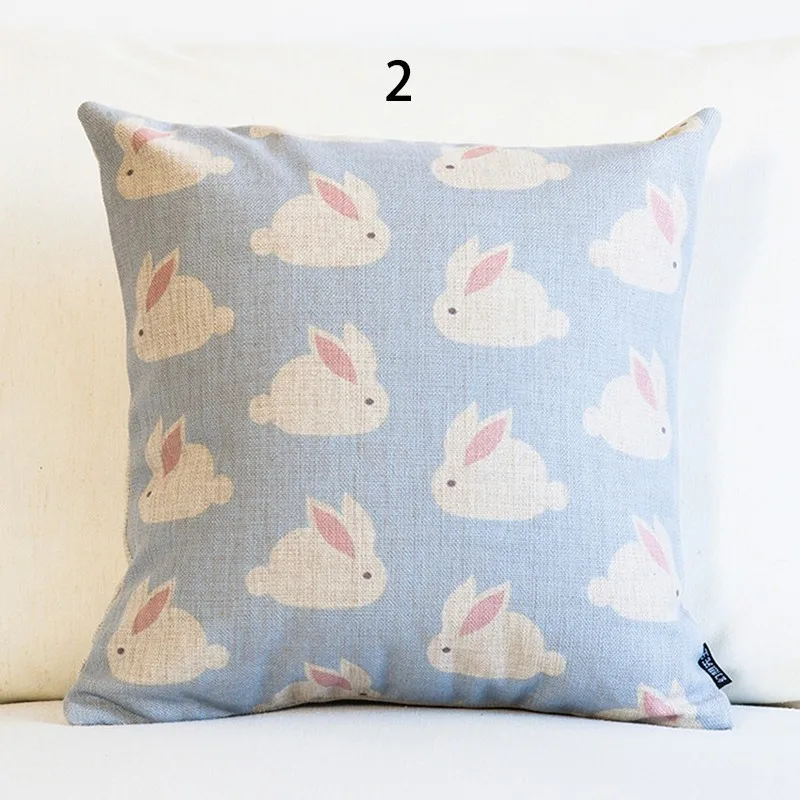 Модный хлопковый льняной чехол для подушки с изображением животных кролика