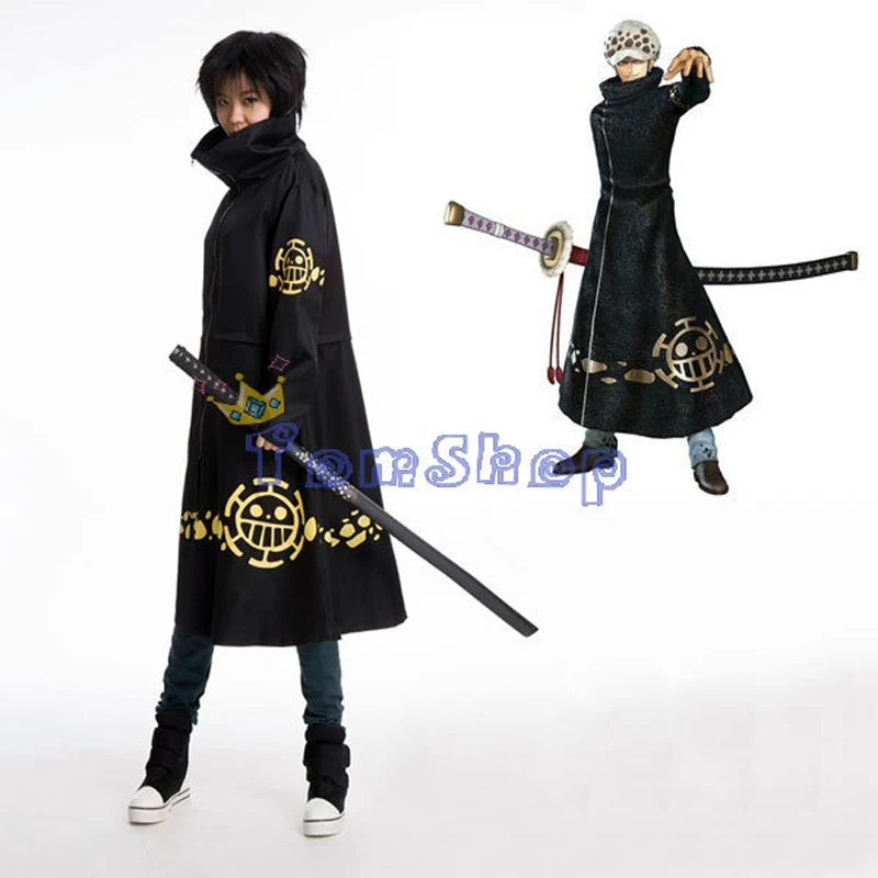 Одна деталь Трафальгар Ло из мультфильмов длинный плащ пальто на молнии