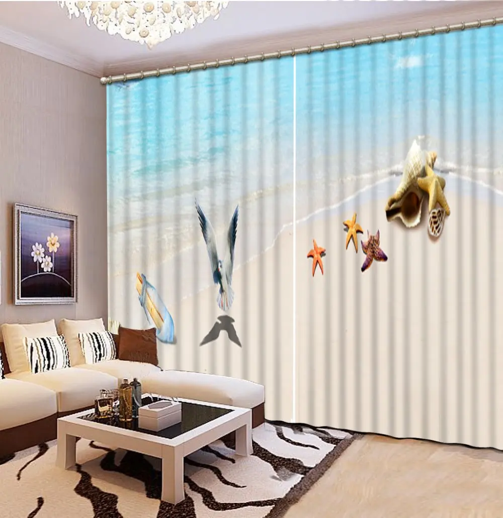 Роскошные 3d затемняющие шторы на заказ занавески для серфинга пляжа гостиной