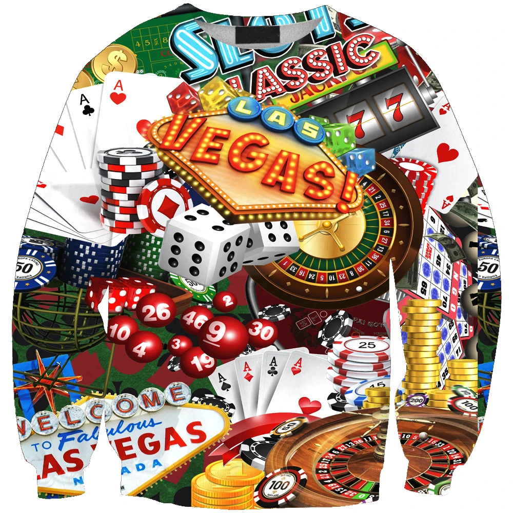

New arrival fashion Unisex Sweatshirt 3D Poker game print simple Casual white relaxtion oversized Clothes Free shipping