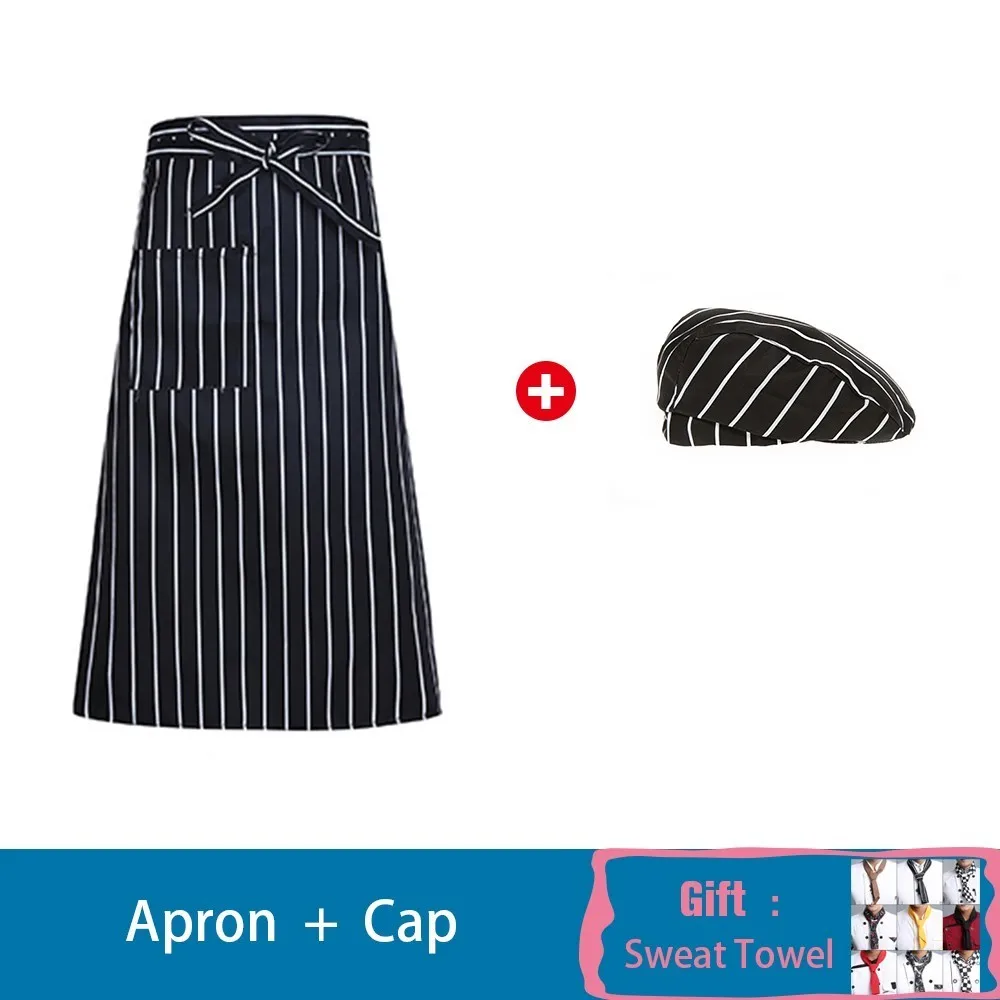 Apron Hat 8 Мужская кухонная куртка с коротким рукавом фартук шляпа столовая Ресторан униформа для гостиничного шеф-повара кафе парикмахерские салон Рабочая Рубашка - Цвет: Apron Hat 8