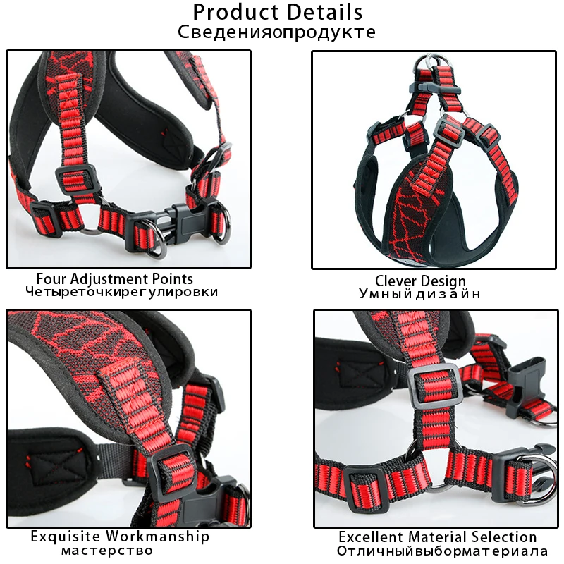Pet No Pull Nylon Dog Harness Adjustable Reflective Soft Padded Harnesses Vest For Training Walking Small Medium | Дом и сад