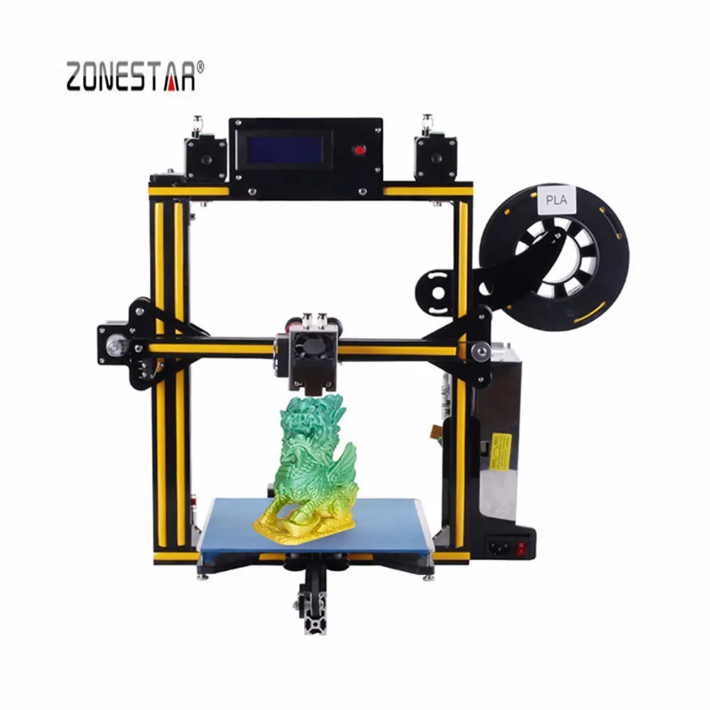 ZONESTAR Z5M2 алюминиевая рама двойной экструдер смешивание цветной 3d принтер DIY
