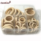 Детский деревянный Прорезыватель для зубов, натуральный органический Прорезыватель для зубов для младенцев, аксессуары для игрушек, набор деревянных колец, ожерелье