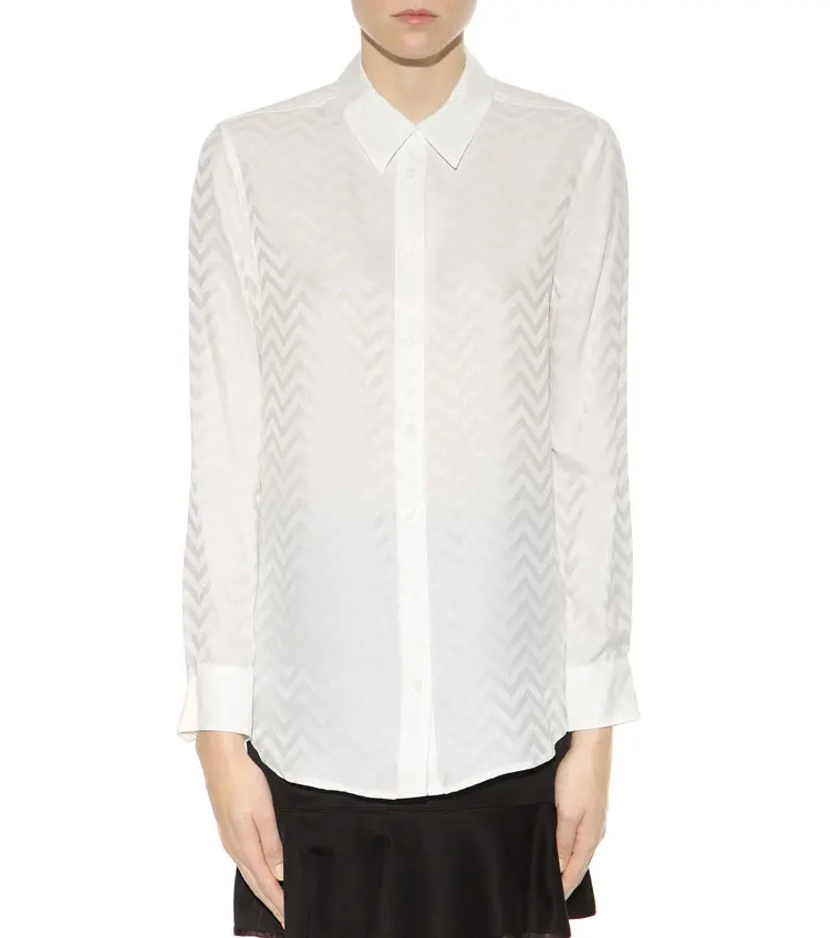 2 вида цветов EQ 100% шелк волнистый принт женские блузки с длинным рукавом Женская