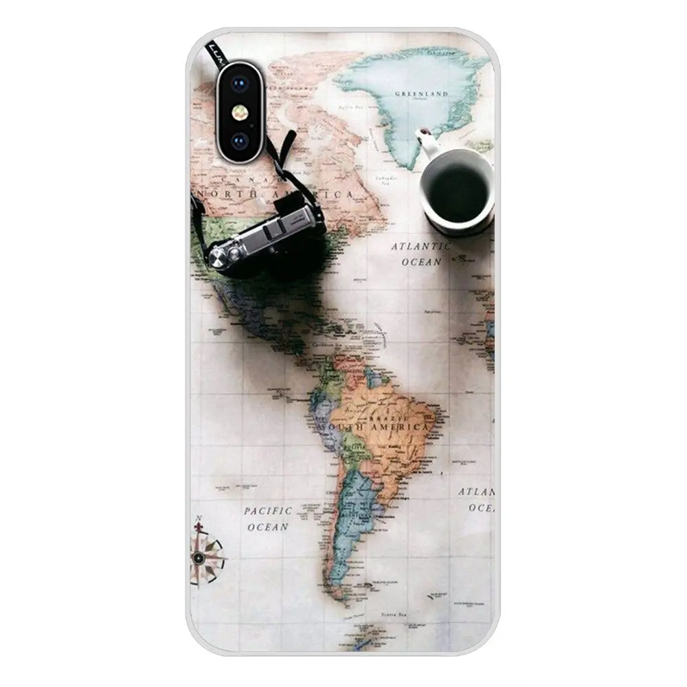 World Map Travel Just Go Accessories Phone Cases Covers For Xiaomi Redmi 4A S2 Note 3 3S 4 4X 5 Plus 6 7 6A Pro Pocophone F1 | Мобильные