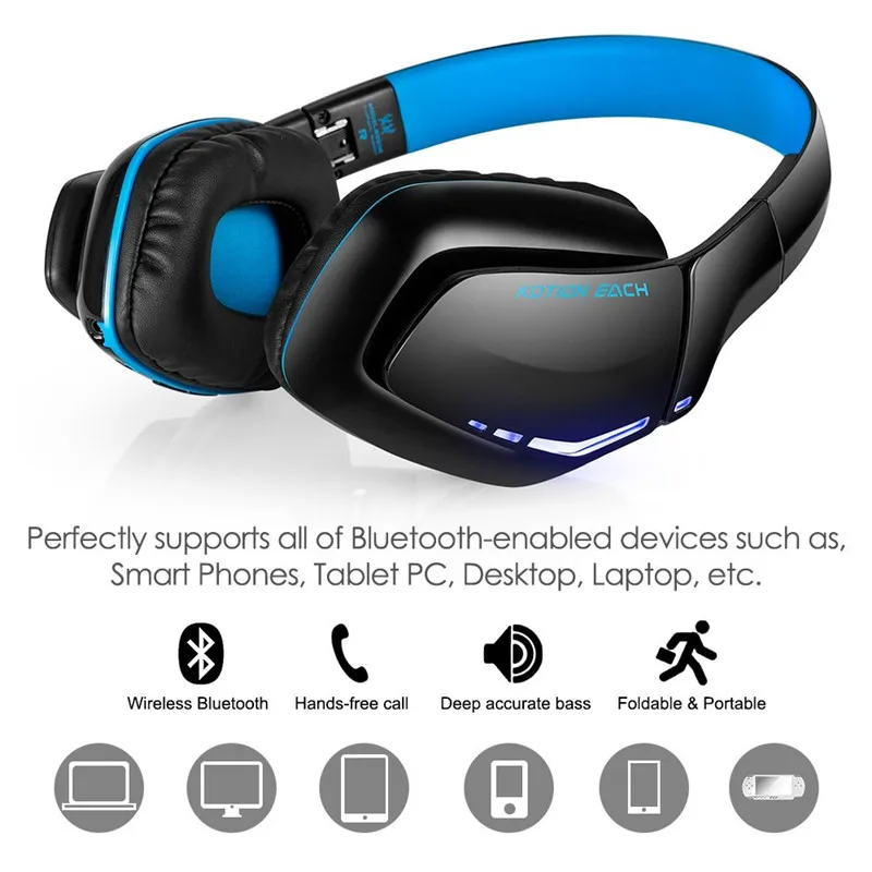 Игровые наушники Kotion B3506 складной Беспроводной Bluetooth шлем Hifi бас стерео гарнитура