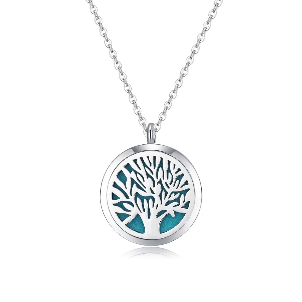 Mesinya New  Tree of Life (20 25 30mm) Aromatherapy Essential Oils 316L Stainless Steel Diffuser Locket pendant Necklace