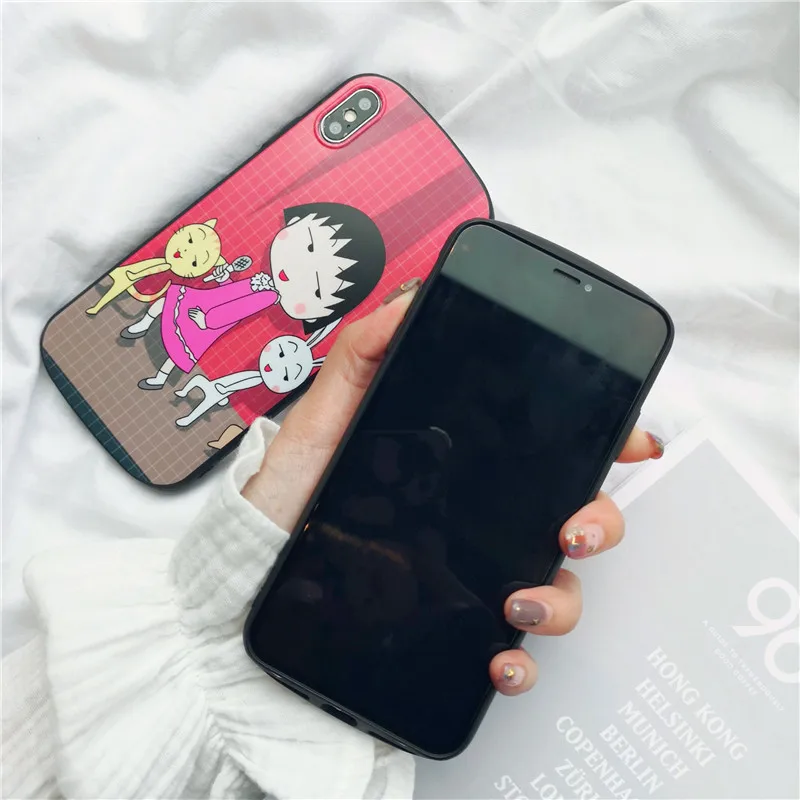Розовый мультяшный милый рисунок Chi-bi Maruko мягкая оболочка чехол для телефона Apple