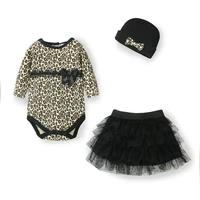 newborn baby girl clothes 3pcs suit bodysuit tutu skirt headbandhat leopard kids infant clothing sets