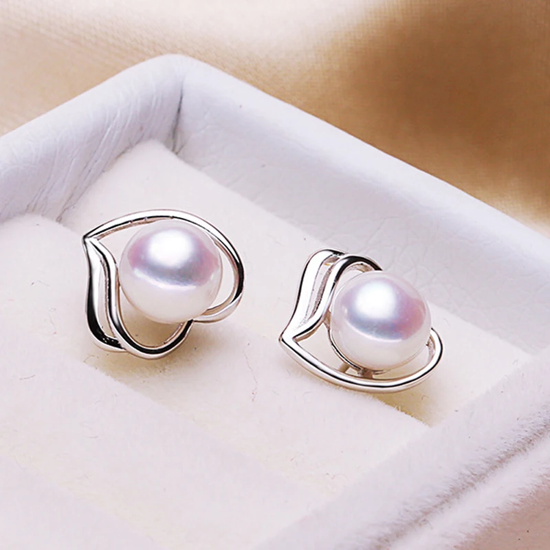 white pearl Earring Новинка, модные серьги-гвоздики с натуральным пресноводным черным жемчугом, 925 пробы, серебряные жемчужные ювелирные изделия для женщин, свадебный подарок - Цвет камня: white pearl Earring