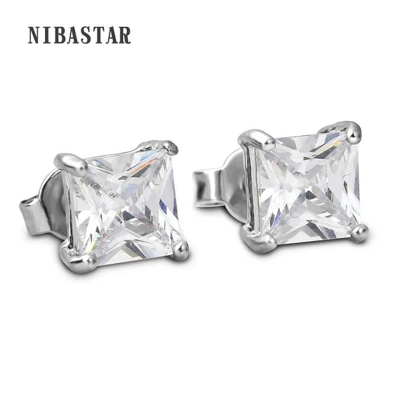 

Романтическое ювелирное изделие, серьги-гвоздики для свадьбы, элегантные серебряные серьги с квадратным камнем ААА кубического циркония д...
