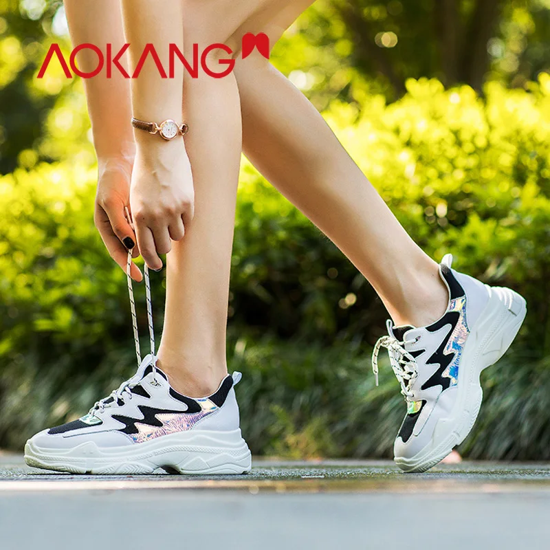 Женские кроссовки на толстой платформе AOKANG Kanglong повседневная обувь разных