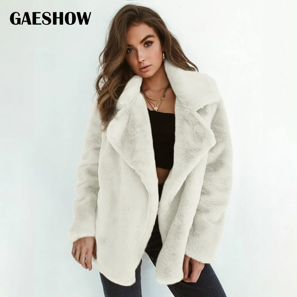 Gaeshow элегантный лохматый для женщин искусственный мех пальто уличная осень зима