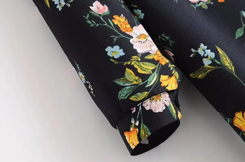 JOYINPARTY 2019 новые летние женские черный цветочный принт с длинным рукавом оборками