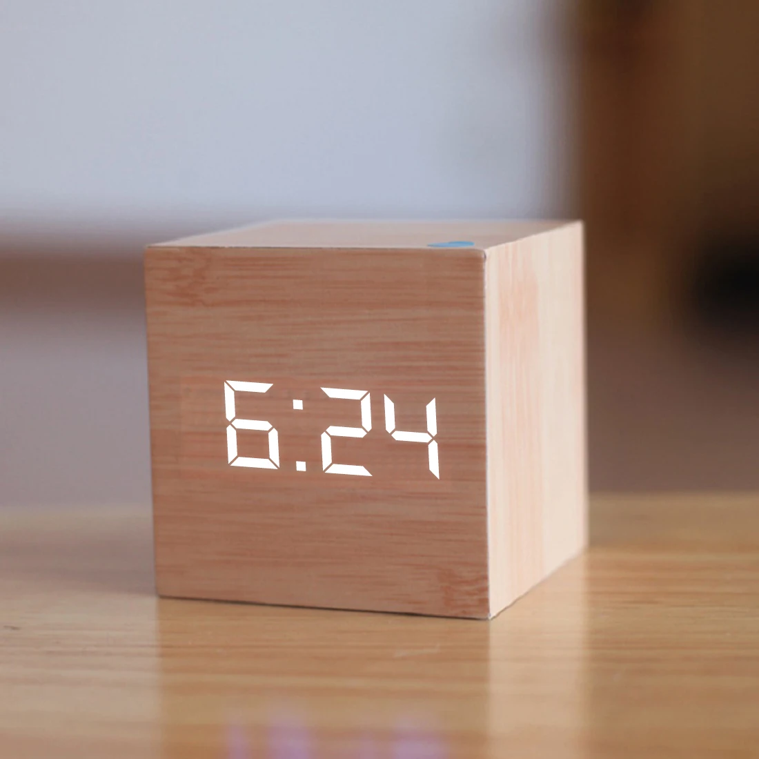 F Кубический деревянный светодиодный Будильник контроль звуков температуры светодиодный дисплей электронные настольные цифровые часы despertador - Цвет: F