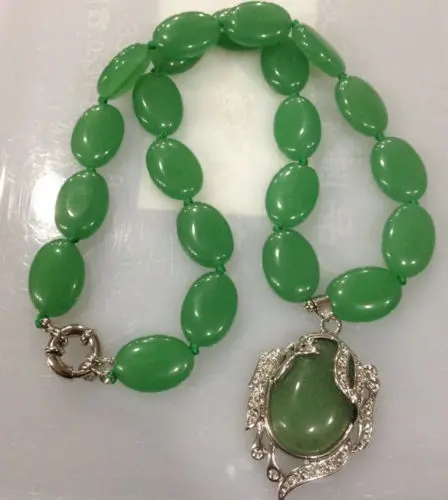 Fast SHIPPING Stunning pretty natural green jade beads necklace 18&quot (A0325) | Украшения и аксессуары