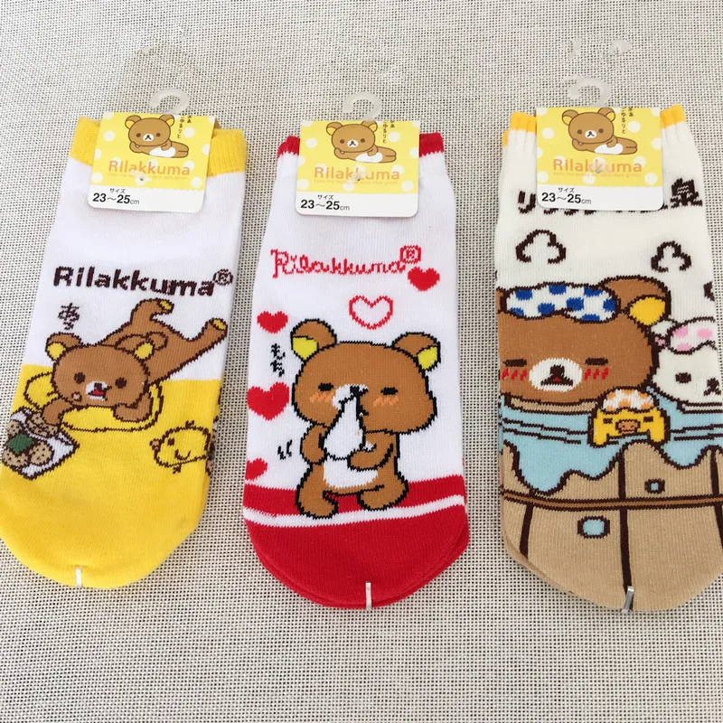 Носки с мультипликационным принтом Rilakkuma Kiiroitori милые забавные женские хлопковые носки мягкие удобные летние calcetines mujer divertido