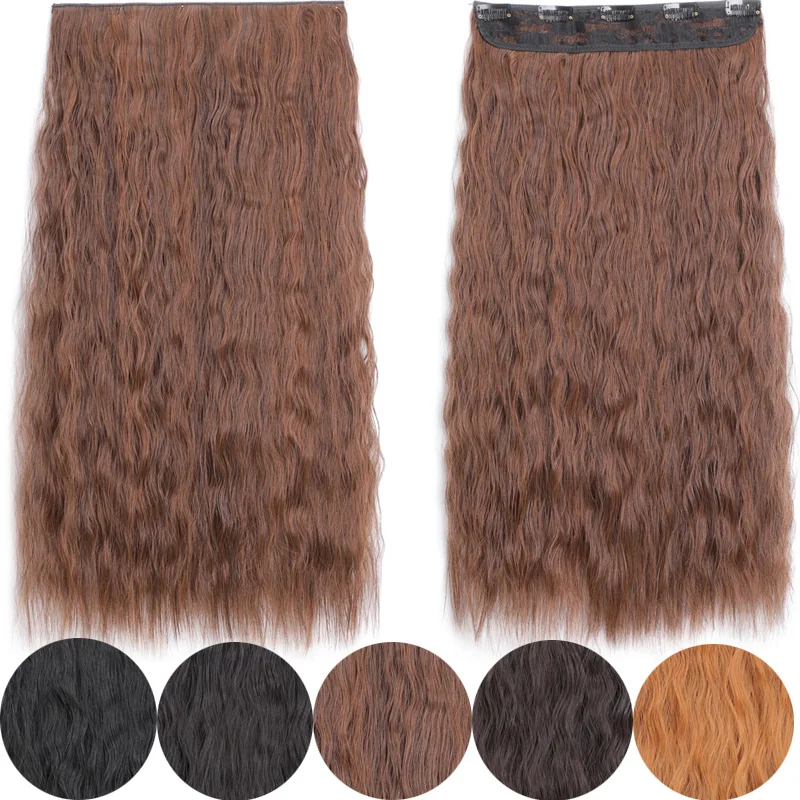 MERISI HAIR 24 Inch Long Water Wavy Hair 5 Clips In Hair Extensions for Women Synthetic Heat Resistant Fake Hair Pieces 6 Colors