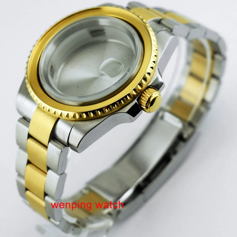 

Yellow Gold 40mm watch 1xcase+1xbezel+1xstrap for ETA 2836,DG2813 dg3804 Miyota 82Series p652