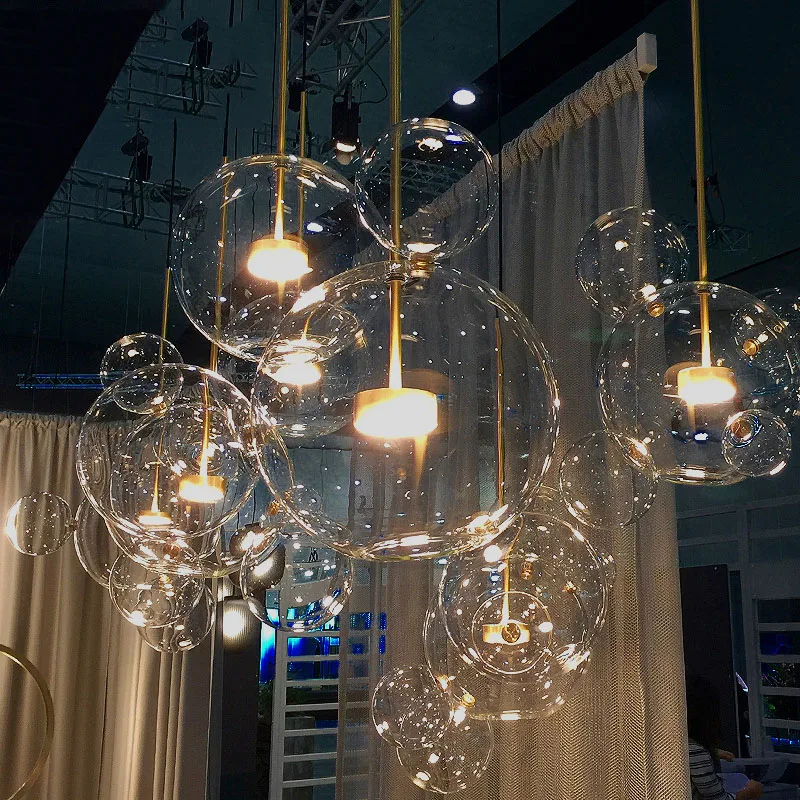 Glass Bubble Ball Modern LED Chandelier Nordic Decor Sphere Dining Room Bedroom Kitchen Island Restaurant Lamp | Освещение
