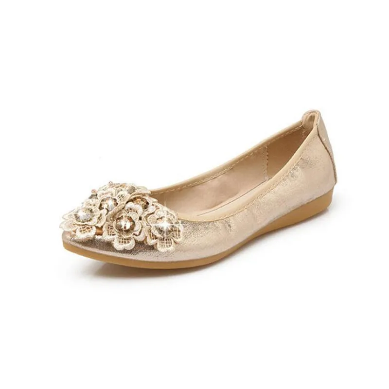 ZYSK Женщин Яичный Рулетик Обувь Ботинок Квартир Балетки С Цветочный Кристалл