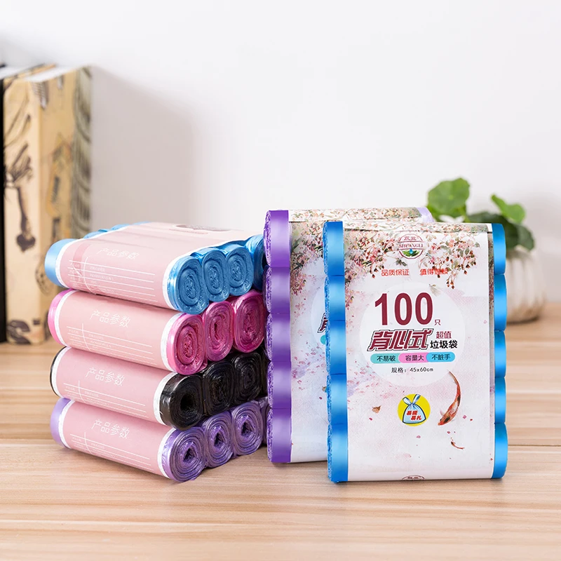 100 искусственные толстые кухонные мешки для мусора бытовые одноразовые цветные