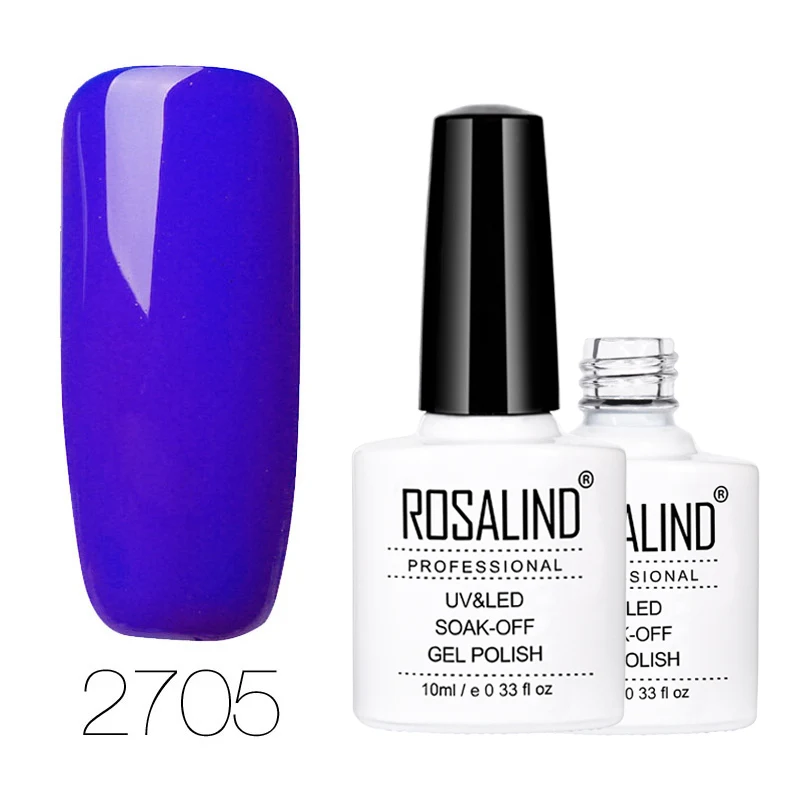2705 ROSALIND гель 1 S 10 мл синий цвет белый лак для ногтей УФ светодиодный Блестящий лак для ногтей Полупостоянный гель лак - Цвет: 2705