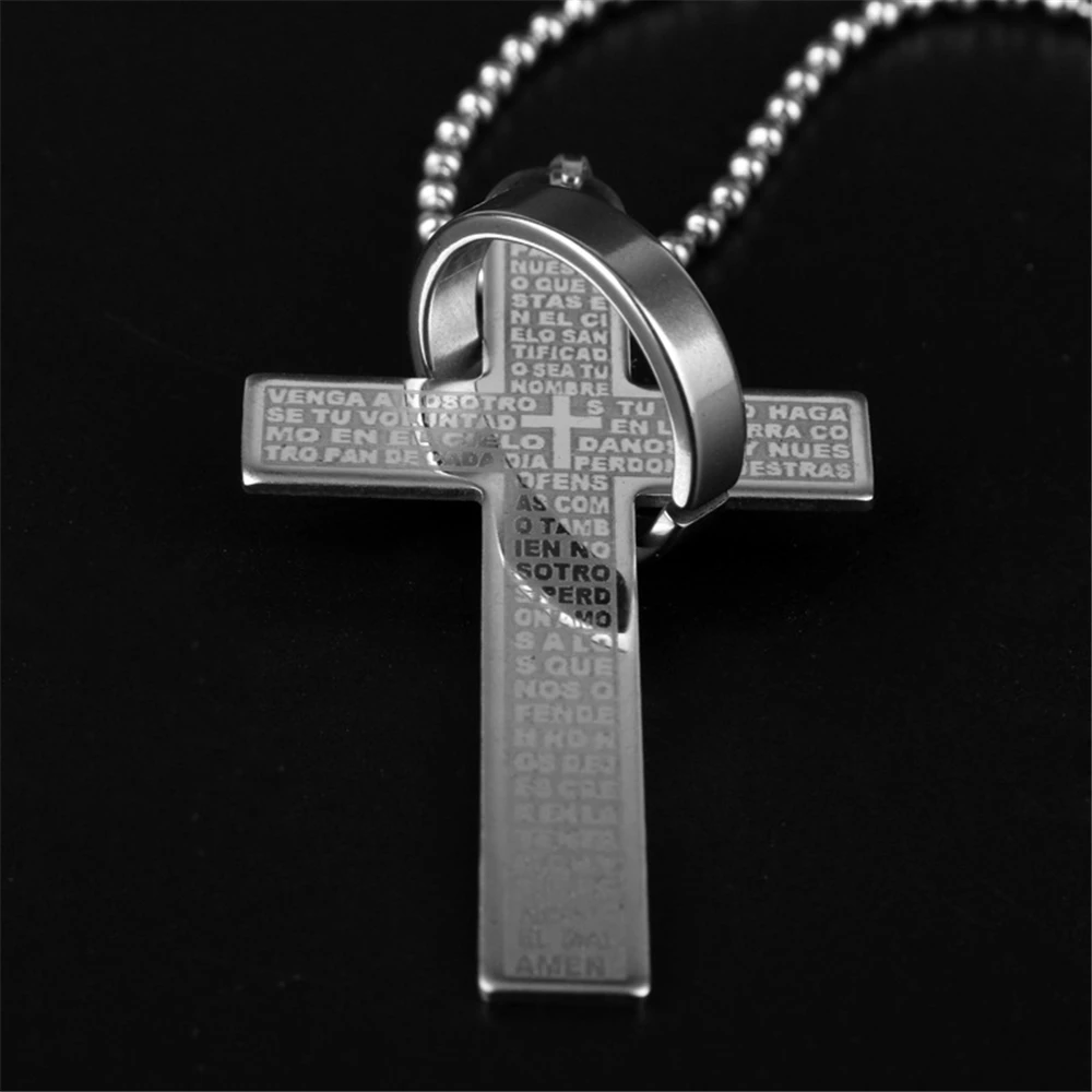 Новый Панк мини Библейский крест ожерелья с буквой и кулонами для мужчин из