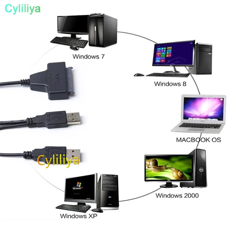 От DHL или EMS 50pcs USB 2 0 к SATA 7 + 15 Pin 22 контактный адаптер для 5 &quotHDD жесткого диска