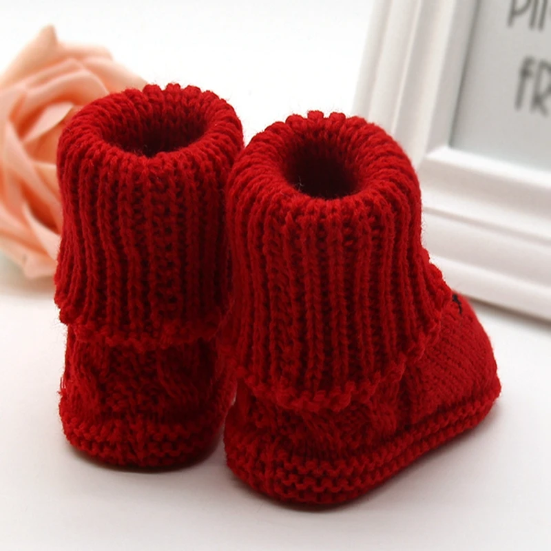 

Autumn Winter Baby Snow Boots Knitted Wool Thicken Warm Infant Baby Shoes Footwear