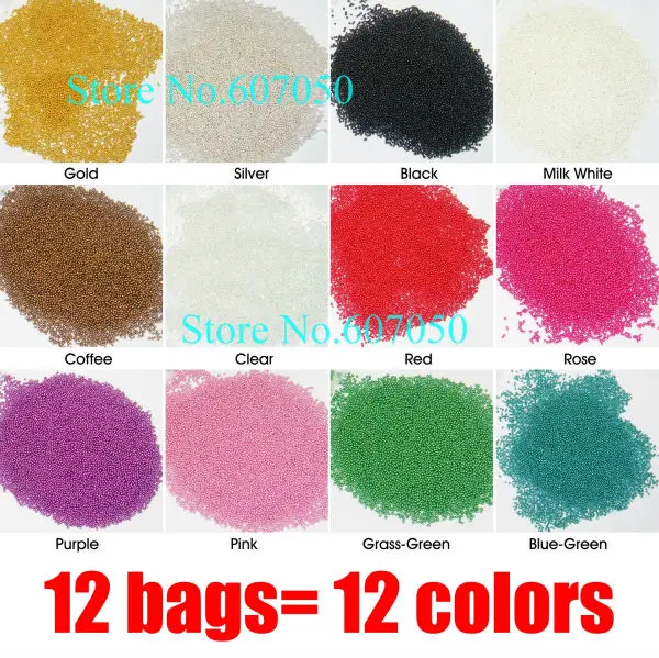 

12Mixed Colors X50g/bag Mini Small Ball Beads for Nail Art-Free Shipping Wholesales