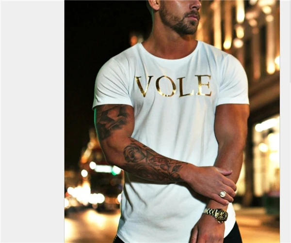 Новые мужские футболка с коротким рукавом Muscle Slim Fit бодибилдинг фитнес футболки