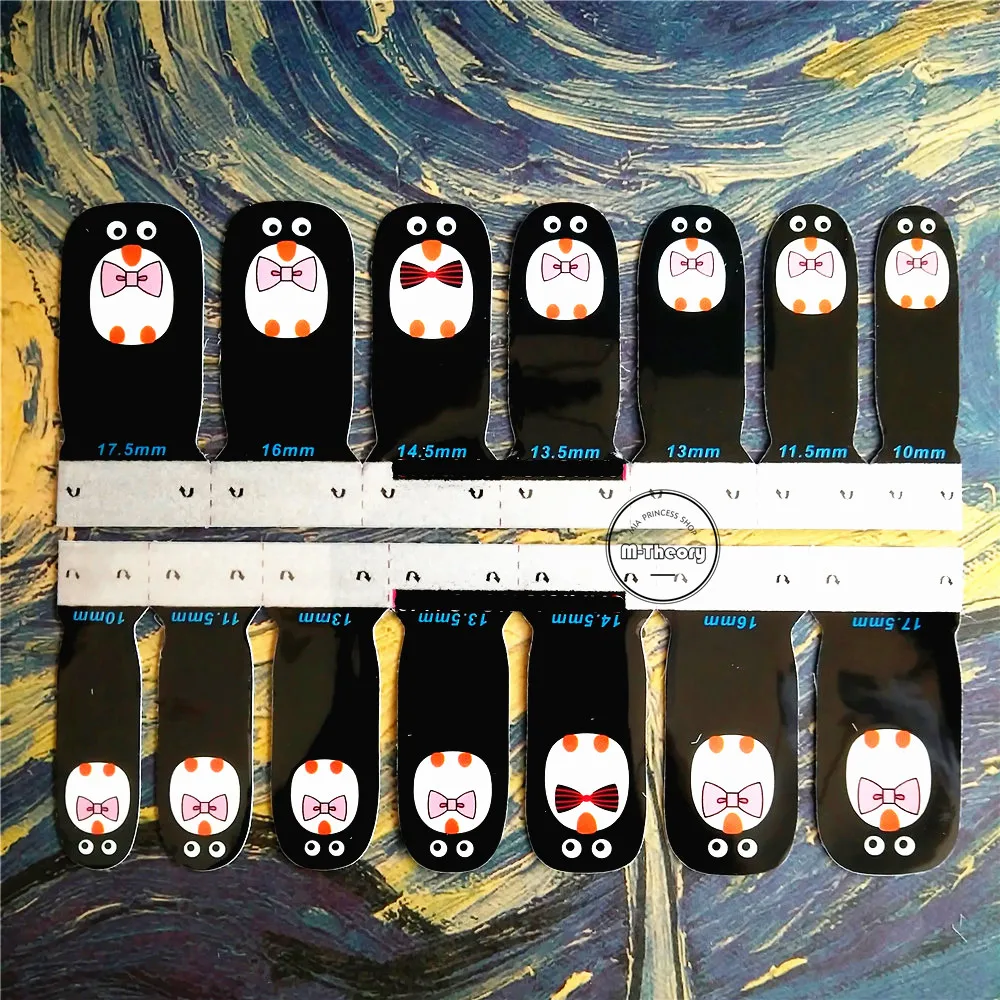Наклейка для ногтей Nu TATY черно белая в виде пингвина водостойкая наклейка Гель