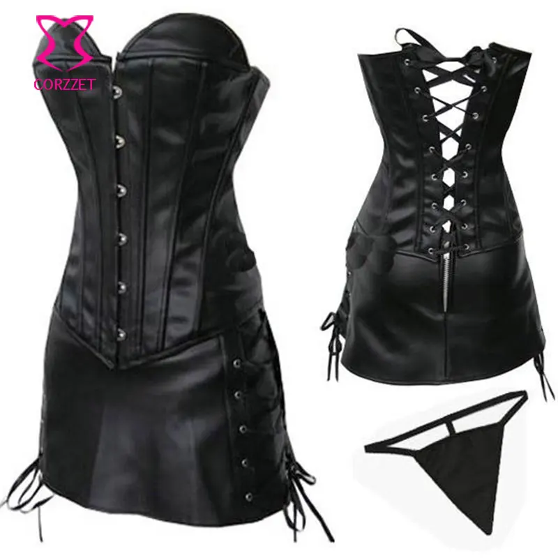 Женское платье в стиле стимпанк корсетное бурлеск из искусственной кожи