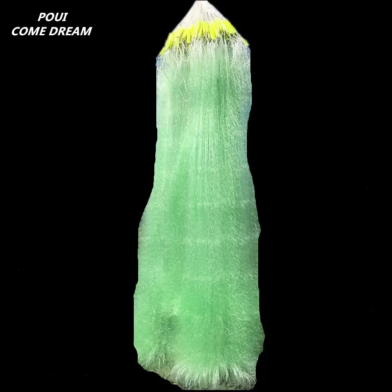 Прочная морская рыболовная сеть из зеленой проволоки H1.5m * L80m 3 слоя 2 7 см сетка