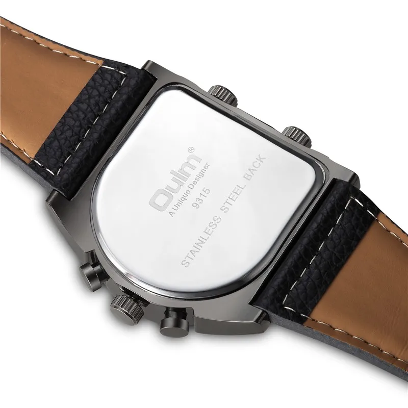 

Oulm Brand Men's Watches Mens Quartz Casual Leather Strap Wristwatch Sports Man Multi-Time Zone Military Male Watch Clock