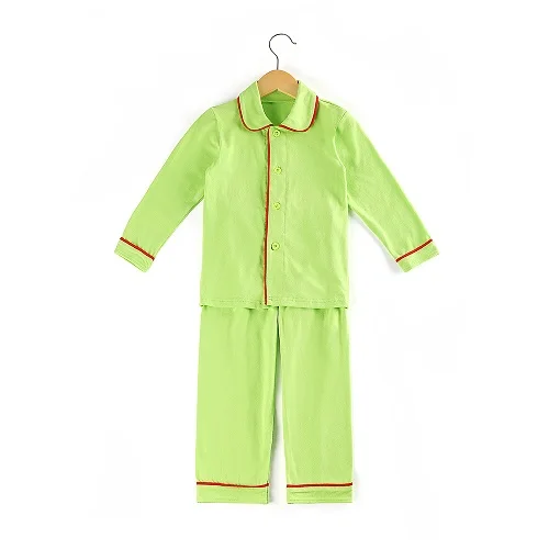 lime boys Хлопок, одежда для сна для маленьких мальчиков и девочек, одинаковые семейные детские рождественские одноцветные пижамы с оборками для детей - Цвет: lime boys