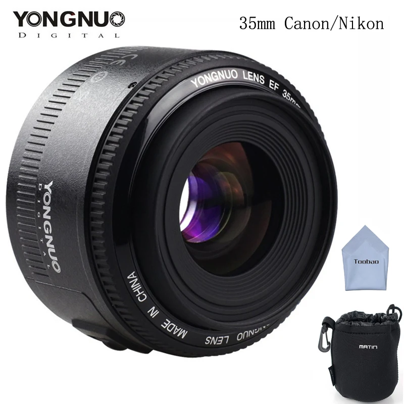 YONGNUO 35mm YN35mm F2 Lens 1:2 AF / MF Wide-Angle Fixed/Prime Auto Focus For Canon Nikon Camera | Электроника